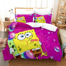 (King-240x220cm, 7) SpongeBob SquarePants Kids Single Double Bed Linen 3D Duvet Cover Set