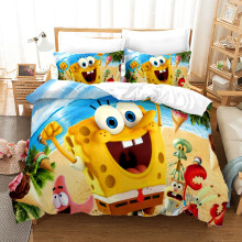 (Double-200x200cm, 5) SpongeBob SquarePants Kids Single Double Bed Linen 3D Duvet Cover Set