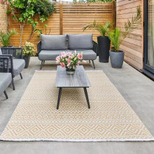 (Amber, Large 190 x 290 cm) Jazz Outdoor Rug, 3mm Pile, Recycled Polypropylene