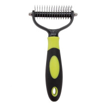 (Large, Yellow) Professional Pet Grooming Undercoat Rake Comb Dematting Tool Dog Cat Brush