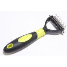 (Small, Yellow) Professional Pet Grooming Undercoat Rake Comb Dematting Tool Dog Cat Brush