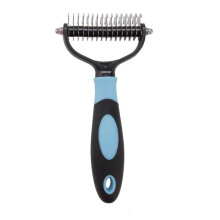 (Large, Blue) Professional Pet Grooming Undercoat Rake Comb Dematting Tool Dog Cat Brush
