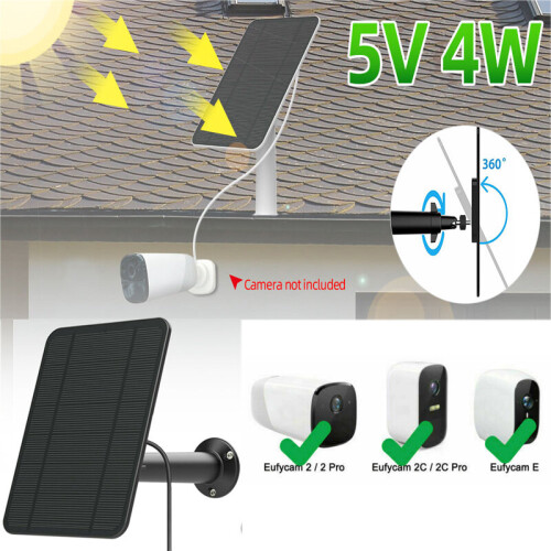 4W Solar Panels for Eufy Eufycam Cam E/2C/E/2 Pro Wall Mount 13ft Power Cable