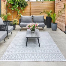 (Blue, Small 160 x 220 cm) Jazz Outdoor Rug, 3mm Pile, Recycled Polypropylene
