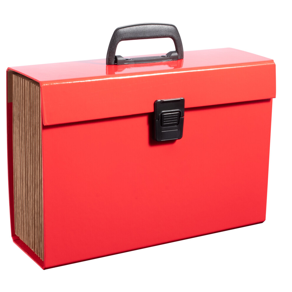 (Red) 19 Pocket Expanding A4 Box File Organiser