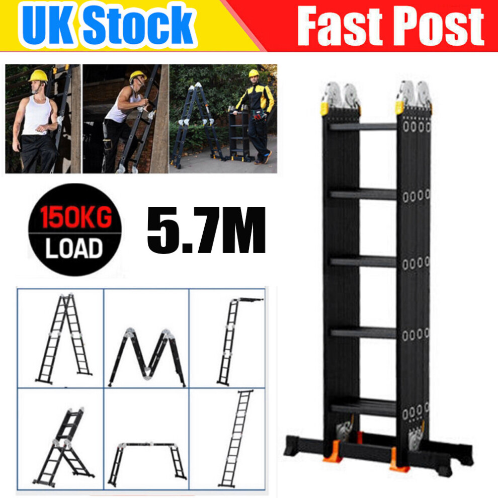 5.7M Aluminium Ladder Combination Step Safety Folding Platform Ladder 097239206150