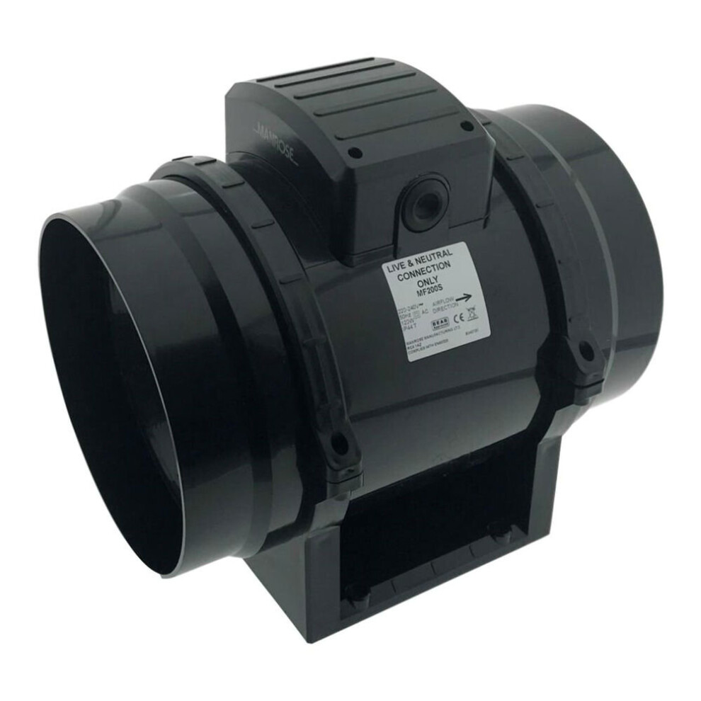 Manrose MF200S Mixed Flow In-Line Extractor Fan Standard Model 200mm