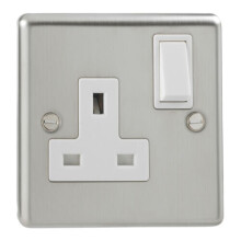 10x British General Stainless Steel Single Switch 1 Gang Socket 13 Amp