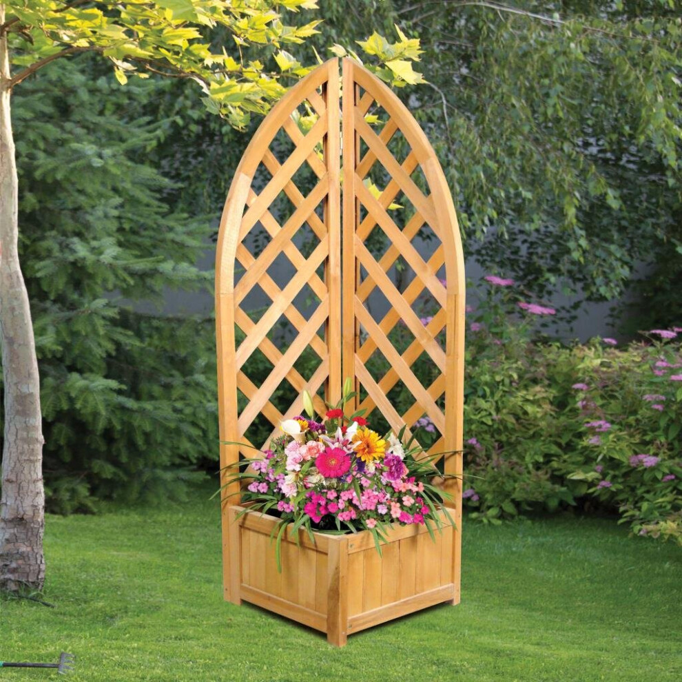 Wooden Corner Lattice Planter Trellis Flower Plant Climbing Support Box Garden