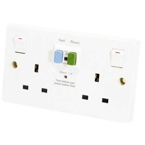 Selectric SPL-RCD2GS Twin RCD Switch Socket 13amp 30mA Flush (Passive)