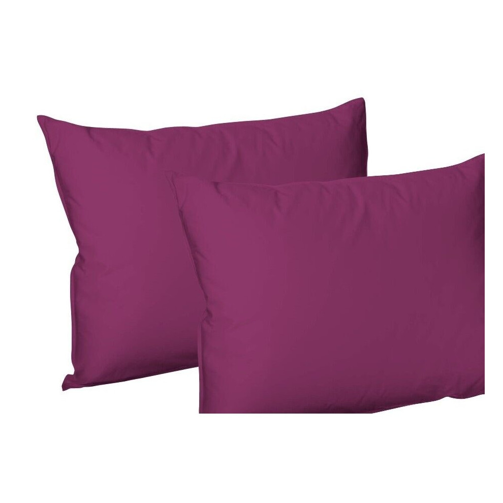 (Pair of Housewife pillowcase (Fuschia)) 2X Polycotton Plain Dyed Housewife Pillowcases,Bed Room PILLOW COVER