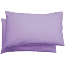 (Lilac, Pair of Pillowcases) Luxury Percale Plain Dyed Polycotton Easy Care Fitted Valance Sheet Ideal for Bed Room Home Decor Available in 18 colours