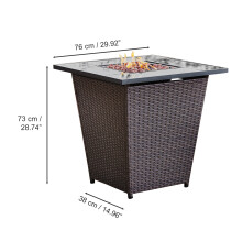 Teamson Home Outdoor Garden Rattan Propane Gas Fire Pit Table Burner,