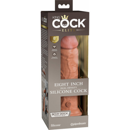 8 Inch 2 Density Silicone Cock - Caramel 1