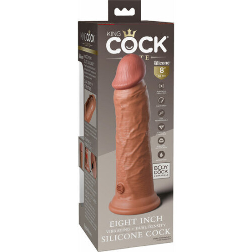 8 inch 2 density vibrating cock - caramel 2