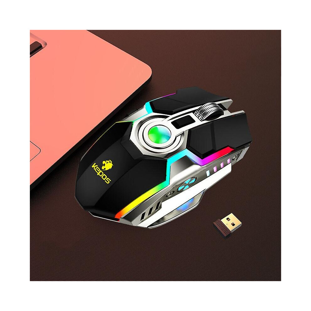 (Black) Wireless Gaming Mouse Rechargeable Silent Backlight Mice Computer Laptop Accessory Black 768692085407