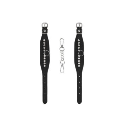 Diamond Studed Wrist Cuffs - Black 1