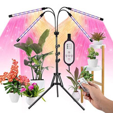 LED Grow Lights for Indoor Plants Full Spectrum Plant Light with 15-60 inches Adjustable Tripod Stand, Red Blue White Floor Grow Lamp with 4/8/12