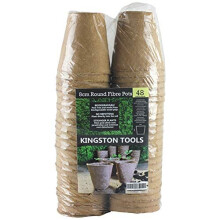 Kingston Tools Round Fibre Pots 8cm Gardening Pot Peat-Free Biodegradable Wood Pulp Ideal for Seeds, Seedlings and Cutting Pack of 48