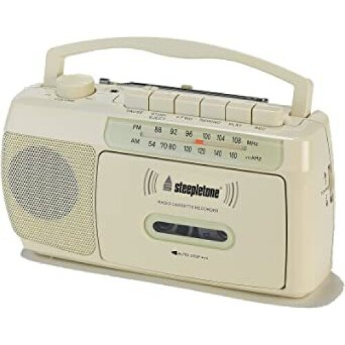 Steepletone SCR209 Portable 2-Band Radio With Cassette Player/Recorder (cream)
