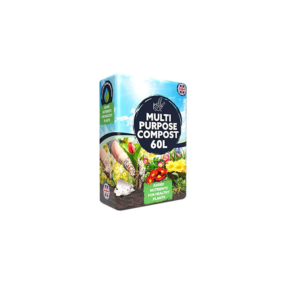 Pelle & Sol 60L Multi-Purpose Compost Soil Bag  Organic Soil Seed Compost, Nutrient Rich Compost Mix for Potting, Growing Garden, Outdoor, Indoo