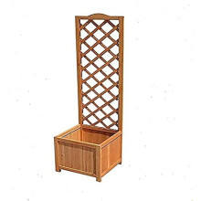 HMWD Wooden Framed Polycarbonate Cold Frame Greenhouse / Rectangular Wooden Planter With Lattice For Vines - Garden Climbing Flower Plant Pot Box