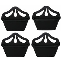 Fence Wall Planter Plant Flower Basket Pot Container Venetian Garden Box Plastic UK (Wall Planter 42 cm Black, 4)