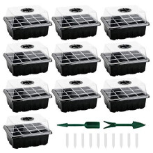 Seed Trays Seedling Tray 10-Pack, Sturdy Seed Starter Tray Kit with Humidity Adjustable Dome Lid & Base, Robust Mini Propagator Greenhouse Plant
