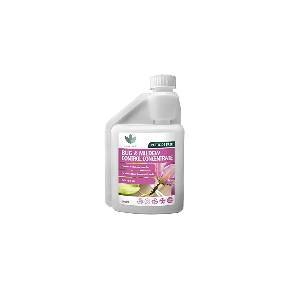 Enviro Works - Bug and Mildew Control - 500ml Super Concentrate - Pesticide Free - Safe to use around children, pets and bees