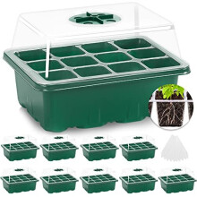 Seed Trays, 10 Pack 120 Cells Seed Trays for Seedlings Reusable Seed Trays with Lids Propagator Tray Growing Starter Tray, Germination Trays Kit