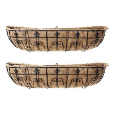RUDDINGS WOOD Set of 2 x 36" (90cm) Fleur de lys Wall Trough Planters - Window Box - Wall Mounted Basket - Flower Containers