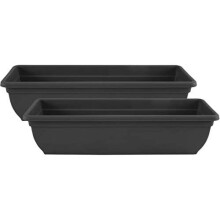 Muddy Hands Pack of 2-60cm Long Black Trough Plant Pot Plastic Planter Outdoor Garden Window Herb Flower Box