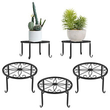 Lewondr Metal Plante en pot stands 3 Pack 9 """" ""Hourdeux en fer rouille Round Flower Pot Stands Rack de support de support de plante exterieure i