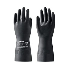 LANON Gummi Chemikalienbeständige Handschuhe, Wiederverwendbare Arbeitshandschuhe, Säure- & Laugen-Schutz, Groß