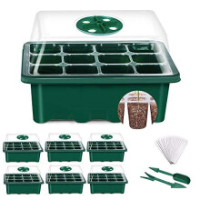 YAUNGEL Seed Trays, 6 Pack 72 Cells Propagator Growing Thicken Seedling Starter Growing Trays with Clear Lids/Adjustable Window for Greenhouse &