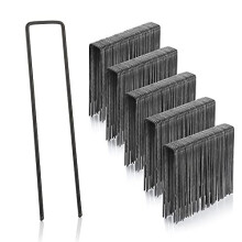 GardenMate Pack of 250 x 6''/150mm U-shaped multi-purpose steel Garden Securing Pegs - Ideal for securing weed fabric, landscape fabric, netting