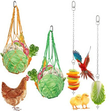 Chicken Veggies Skewer Vegetable Hanging Feeder Toy Chicken Fruit Feeder Chicken Vegetable String Bag, Poultry Fruit Holder Chicken Cabbage Feede