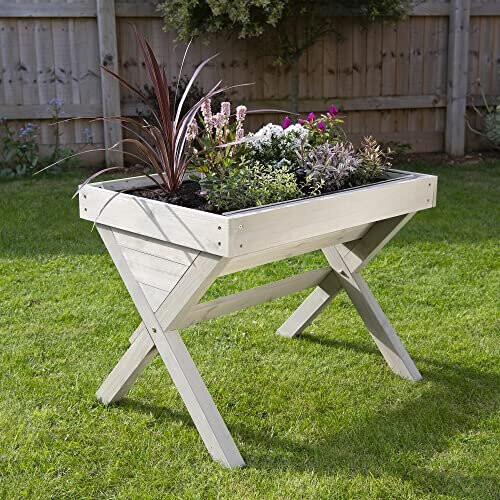 FeelGoodUK Raised Wooden Planter Flower Box Plant Pot Trough Planter Floor Pot Herb Garden 75 (w) x 51 (d) x 56 (h)