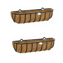RUDDINGS WOOD Set of 2 x 61cm (24") Wall Troughs - Metal Rectangular Flower Boxes Wall Mounted Containers - Outdoor Window Garden Basket Planters