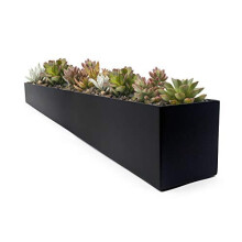 Buhbo Macetero Rectangular Moderno Negro - 32 in, Acero, Uso Interior, Diseño Contemporáneo, Suculentas y Plantas Pequeñas