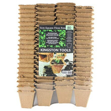 Kingston Tools Square Fibre Pots 6cm Gardening Pot Peat-Free Biodegradable Wood Pulp Ideal for Seeds, Seedlings and Cutting Available in 20