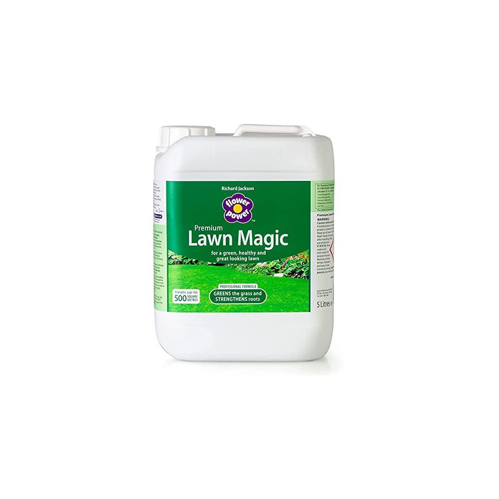 Flower Power Richard Jackson Premium Lawn Magic, Lawn Feed For Gardens, Greens The Grass & Strengthens The Roots (5L)