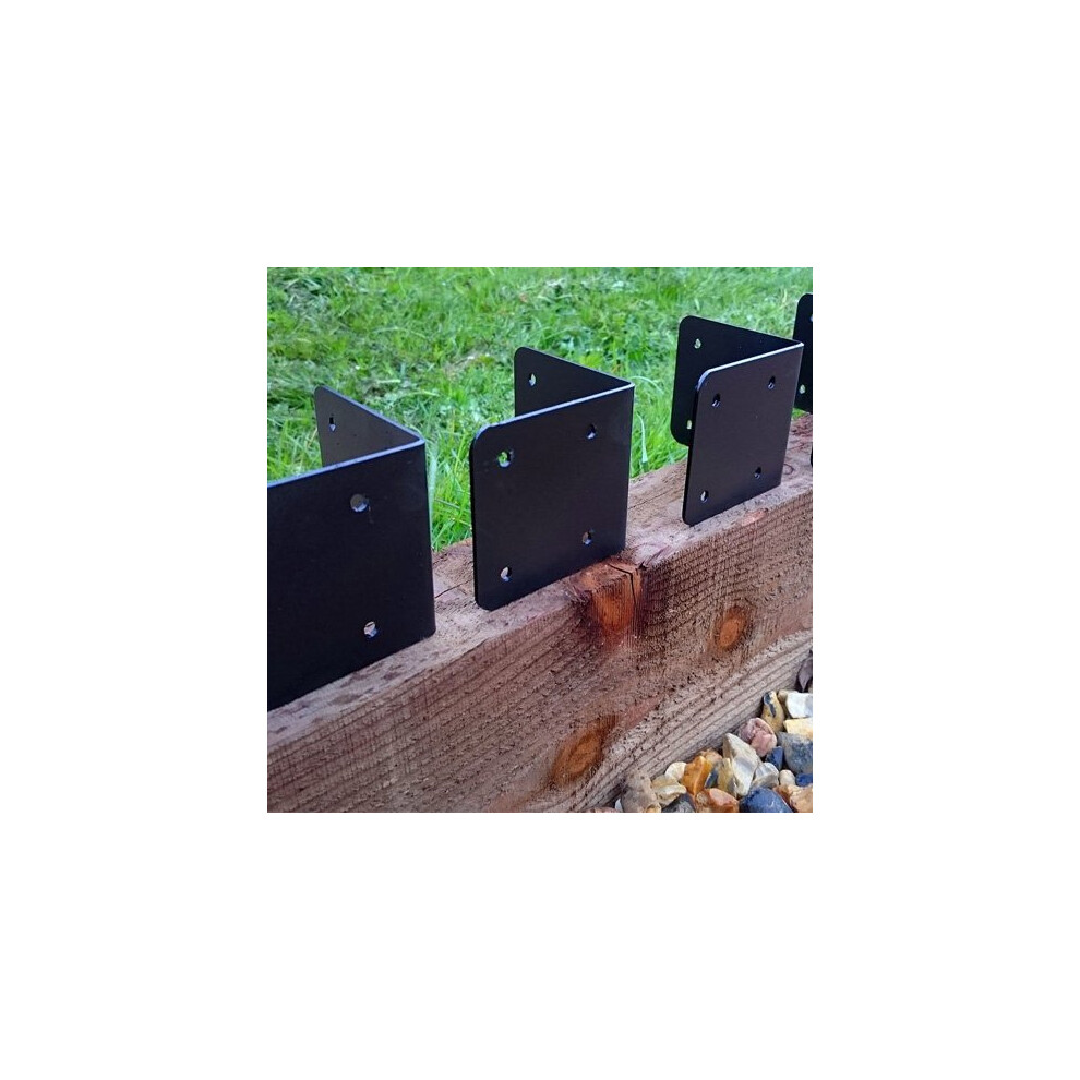 Indoor Outdoors Extra Strong 4 X Timber Railway Sleeper Corner Brackets for Raised Beds, Double Height Driveway Edging, Wooden Planters and Retai