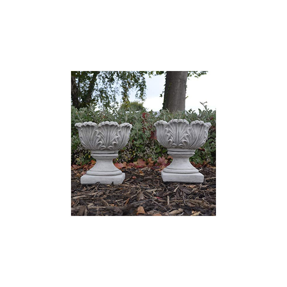 Garden Ornaments By Onefold Onefold - Pair Of Tulip Vases Hand Cast Stone Flower Planters Small Garden Ornament Urn Vase Planter Pot