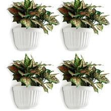 4 Pack Resin Wall Hanging Planter Pot Vertical Garden Living Wall Mount Window Hang Indoor Outdoor Plant Flower Basket for Kitchen Herbs Balcony