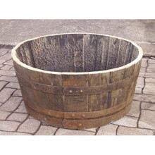 Half Oak Whiskey Barrel WITH DRAINAGE HOLES garden planter, tub, trough for plants from Buttercup Farm