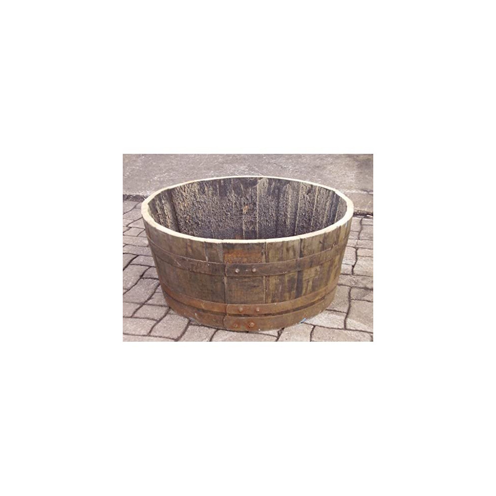 Half Oak Whiskey Barrel WITH DRAINAGE HOLES garden planter, tub, trough for plants from Buttercup Farm