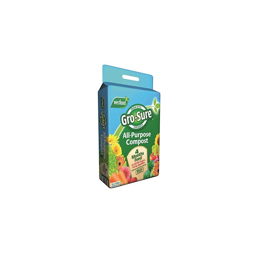 Westland Gro-Sure 11200018 All Purpose Compost With 4 Months Plant Feed, 10 Litre - Dark