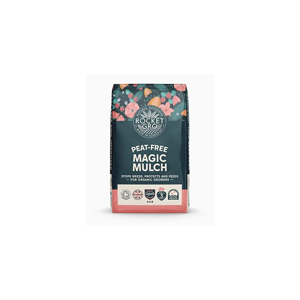 Rocketgro Organic Mulch 50L Peat-Free Bio Active Rich In Npk Natural Fertiliser Soil Conditioner