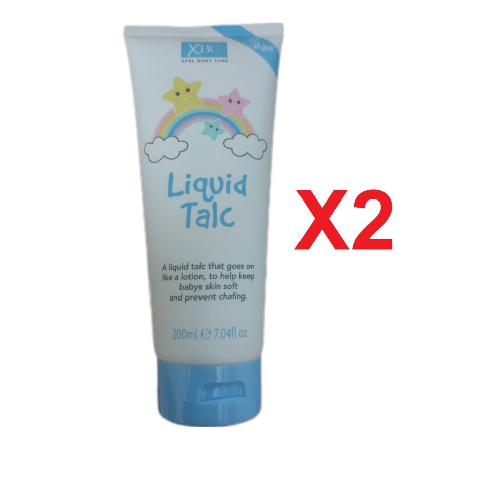 Liquid Talc 200ml XBC Xpel BodyCare for soft skin prevent Chafting X 2